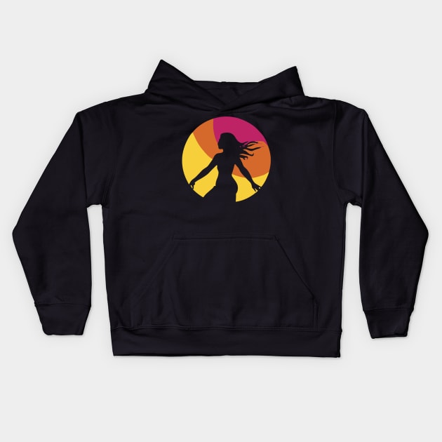 T-shirt with a girl's design and attractive colors inspired by the sunset. Kids Hoodie by hatemmorany